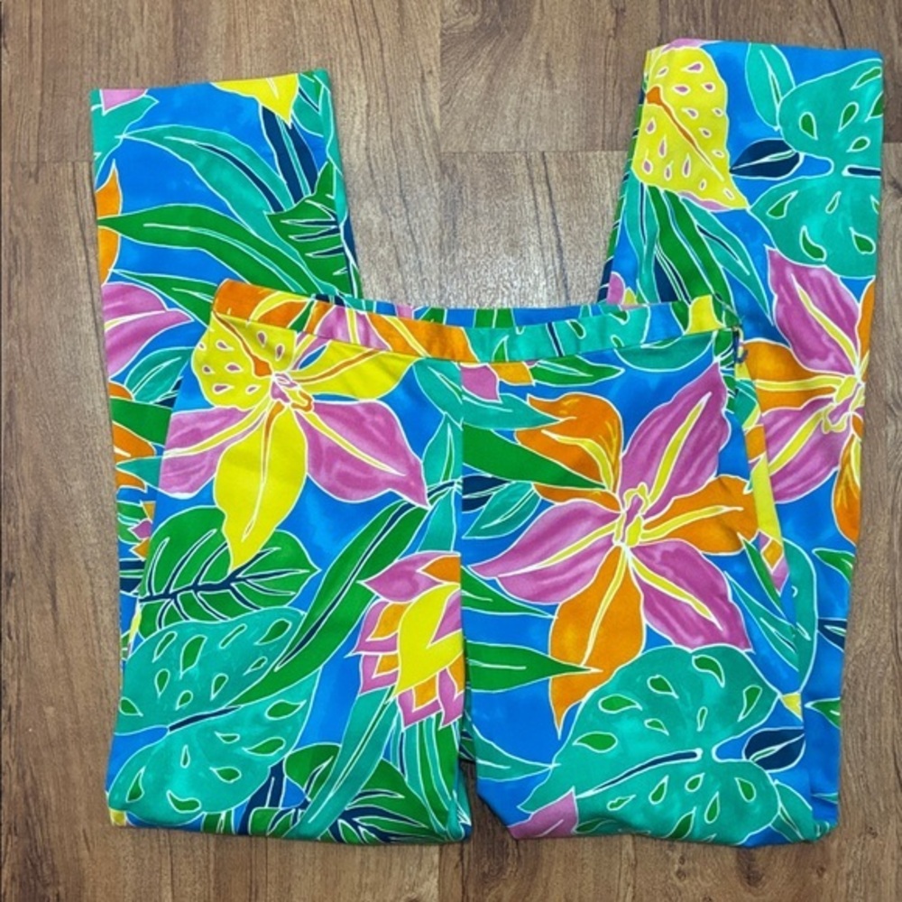Ralph Lauren Vibrant Green and Blue Pants Side Zipper Pre Owned Great Condition